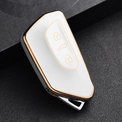 Schlüsselhülle VW, Seat, Skoda – TPU Silikon, Goldener Rand