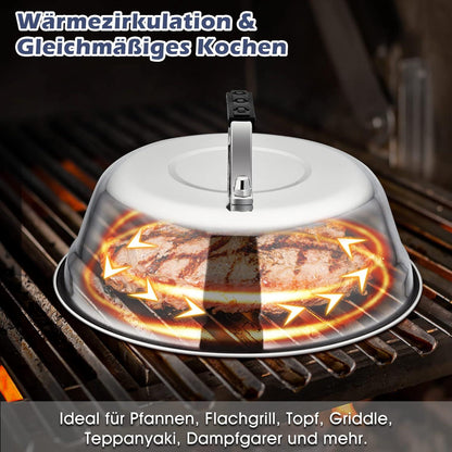 Edelstahl Burgerglocke 2 Stück Burgerdeckel Grill 23x8,5 cm Spülmaschinenfest