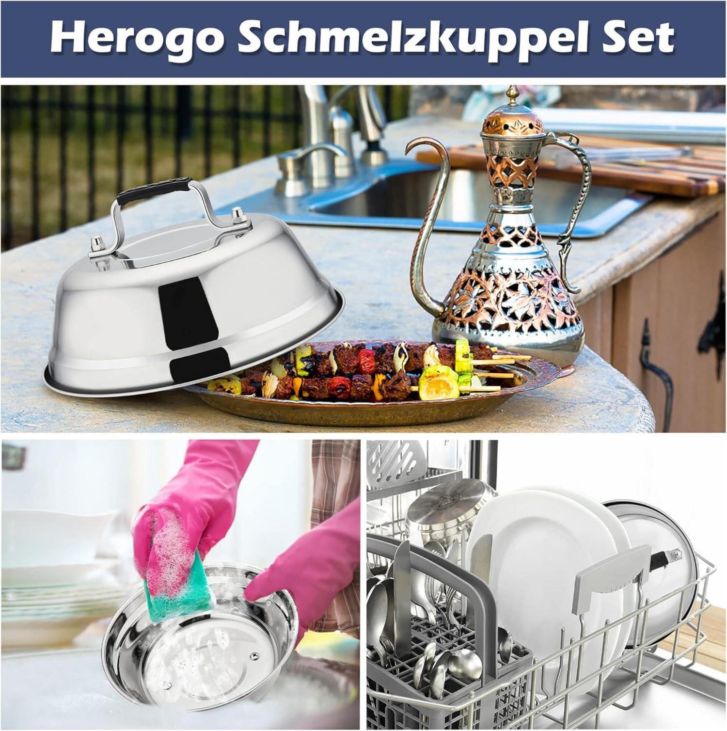 Herogo Burgerglocke Edelstahl Grilldeckel Kunststoffgriff 23 x 8,5 cm