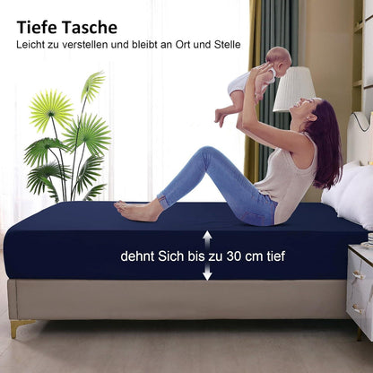 Ohano Wasserdichter Matratzenschoner 180x200cm Spannbettlaken Dunkelblau