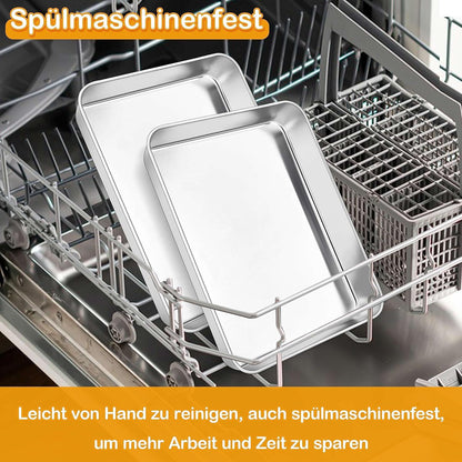 Homikit Edelstahl Backblech Set 2er - Rechteckig Backform Auflaufform 31,6*24,7*4,8 cm