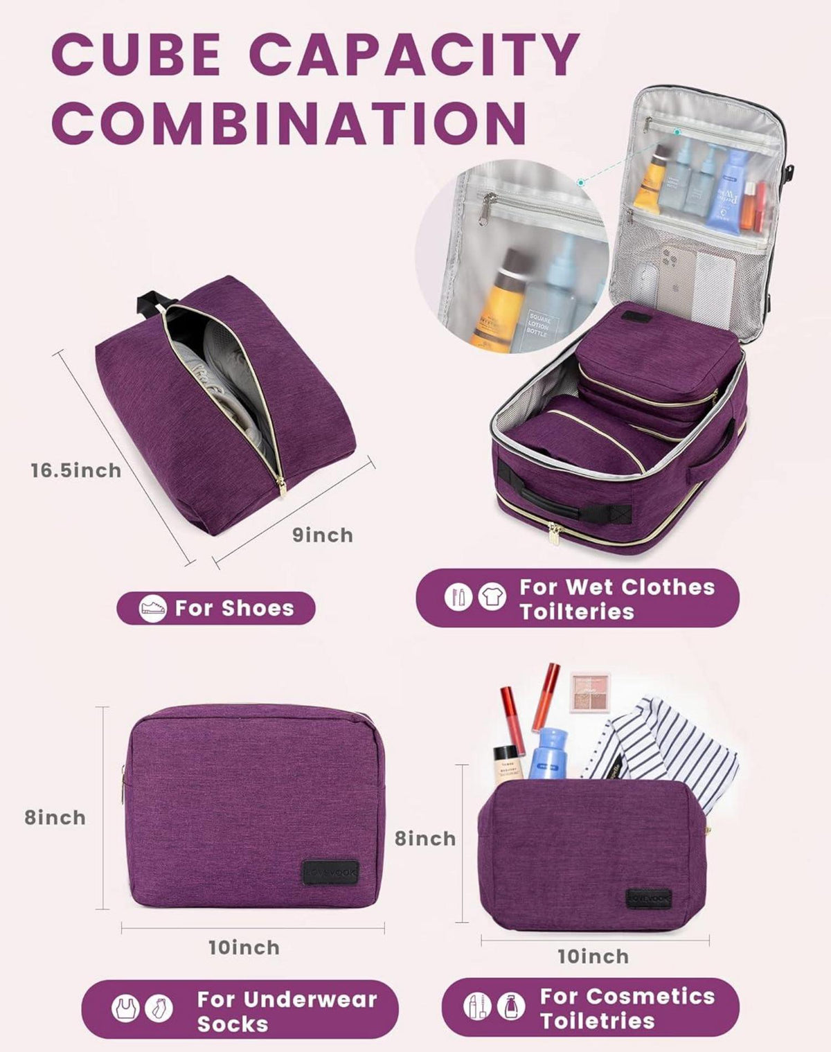 Handgepäck Rucksack 40L Damen Koffer Reiserucksack wasserdicht 17 Zoll Laptop