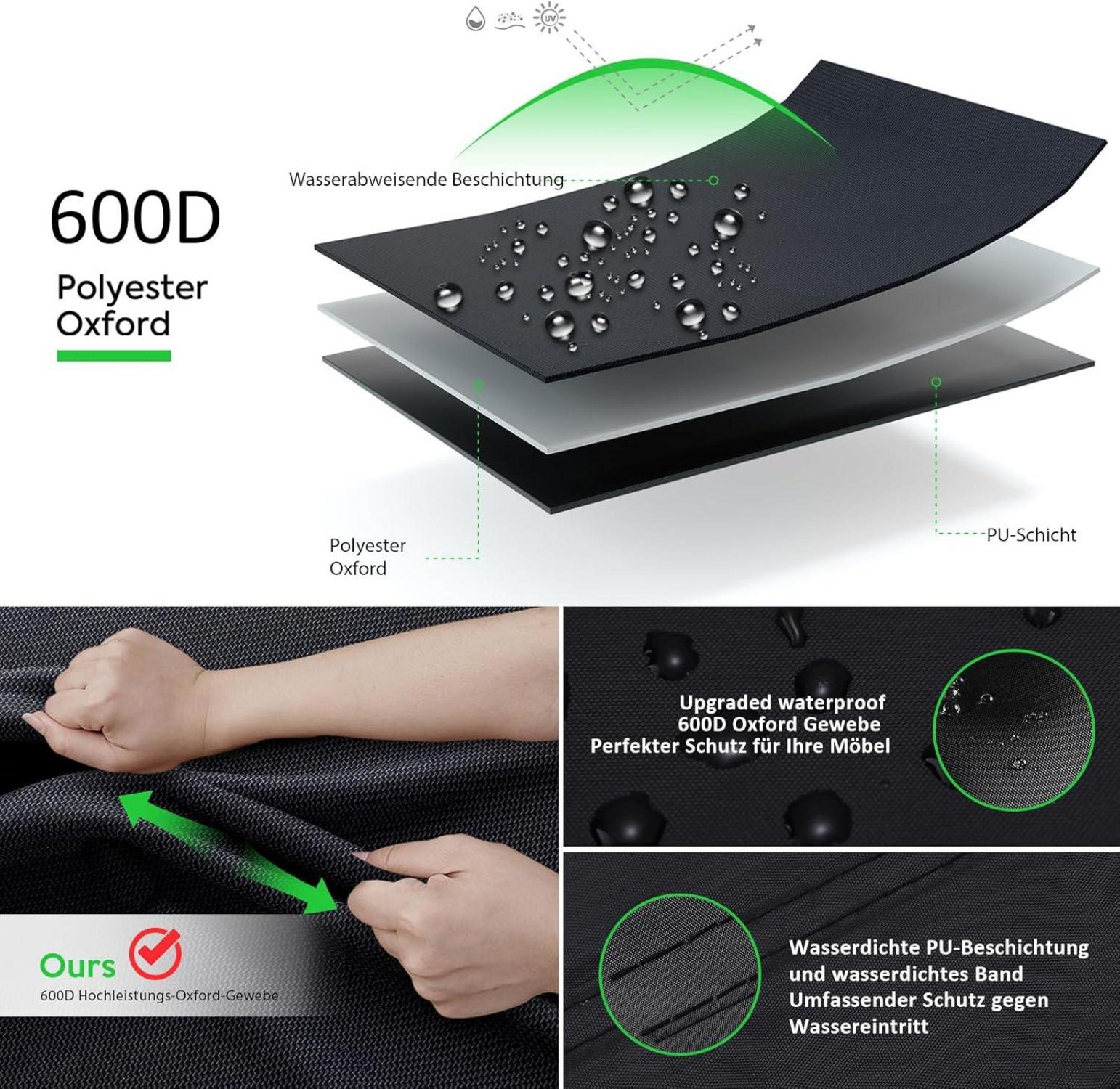 Grillabdeckung 600D Oxford-Stoff Schwarz Wetterfest für Brenner Weber