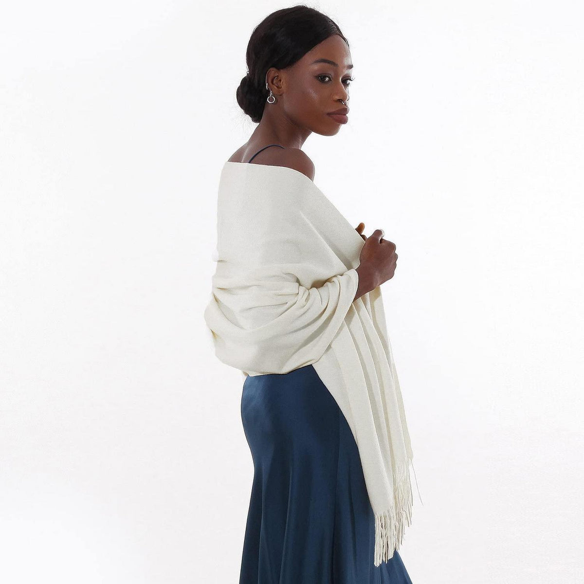 Festlicher Schal Stola Damen Winter Ivory Pashmina