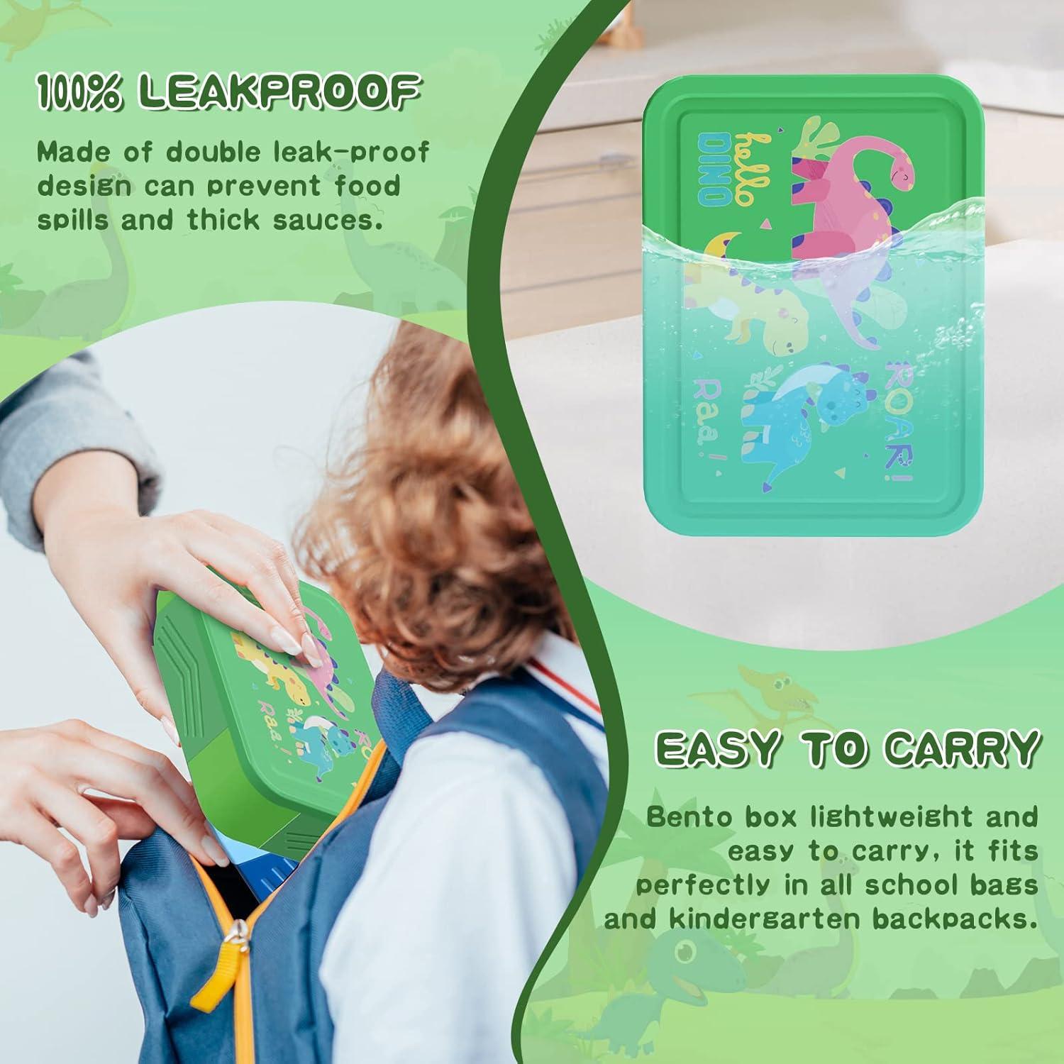 SWOMTEE Brotdose Kinder 1330ml Lunchbox Dinosaurier BPA Frei Auslaufsicher