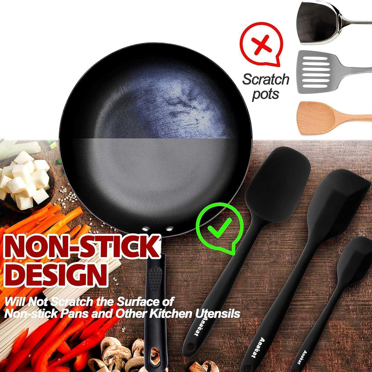 Silikon Spatel Set 5-teilig – Hitzebeständig & Antihaft