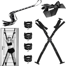 Bondageset mit Handschellen, Augenbinde, Peitsche & Fußfesseln