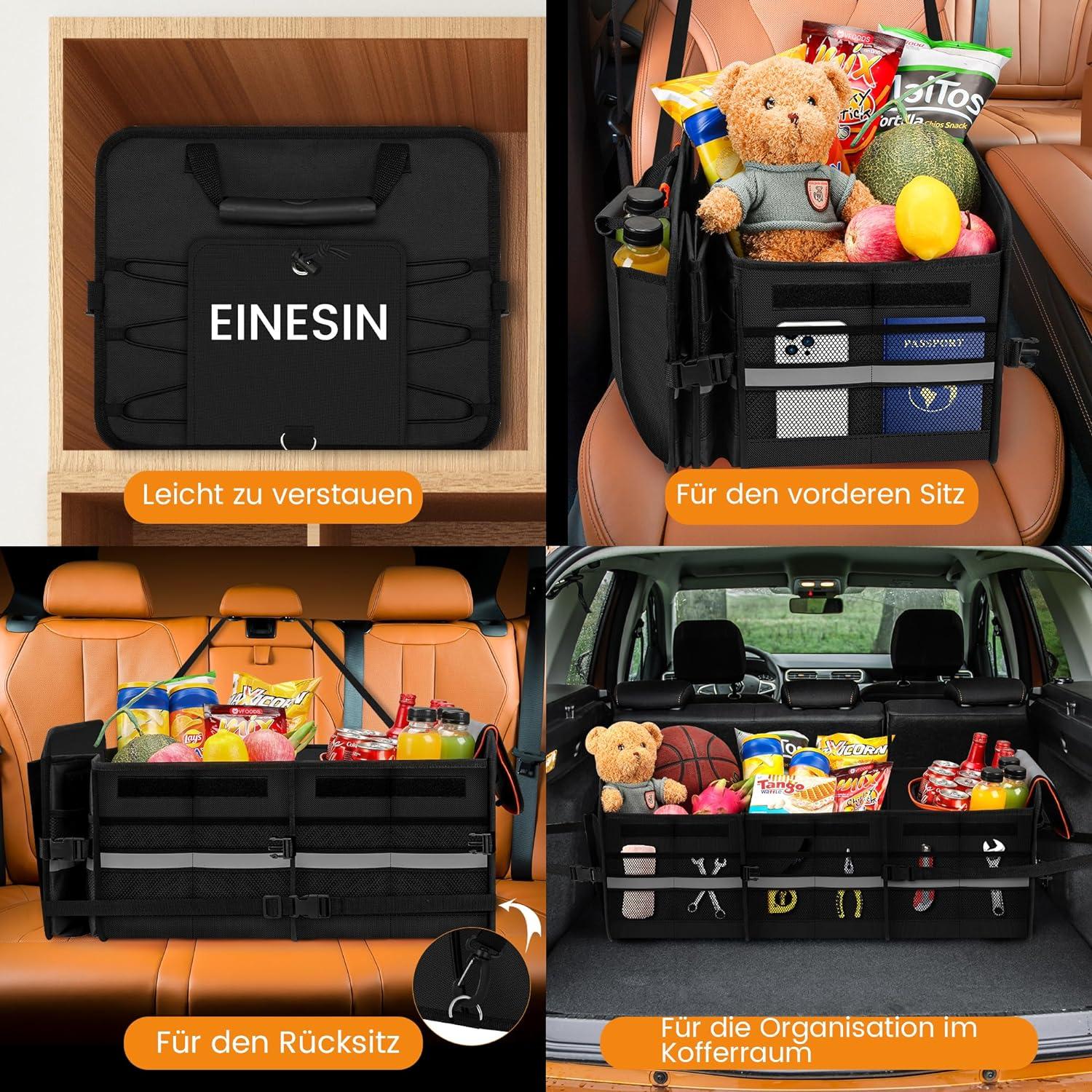Einesin 88L Kofferraum Organizer mit 22L Kühltasche und 7 Fächern