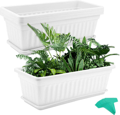 4er Set rechteckige 43 cm weiße Fenster Blumenkästen