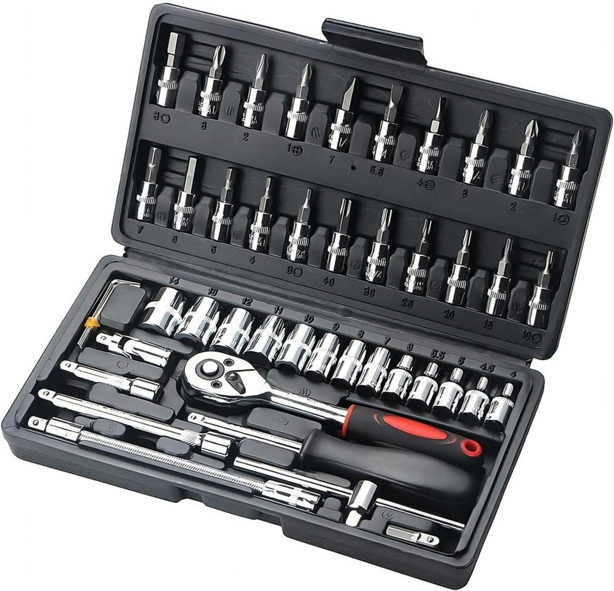 46-tlg. Ratschenkasten Set für Autos & Zuhause, 1/4 Zoll