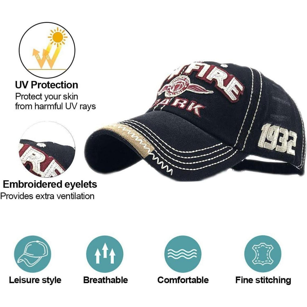 Herren Baseball Cap Adler Stickerei, Einstellbar & Verstellbar