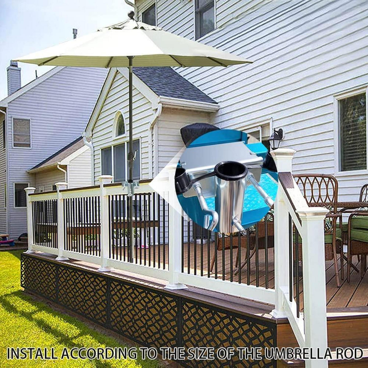 Balkon Sonnenschirmhalterung für Geländer, Ø25-38mm, bis 5cm Breite