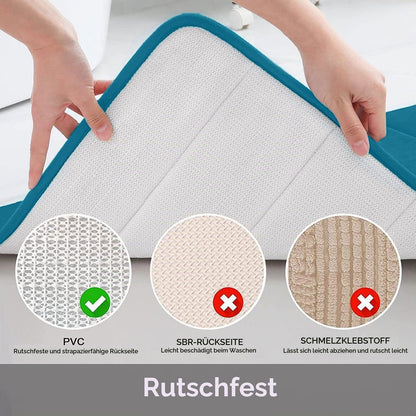 Memory Foam Badteppich blau, 61 x 120 cm – Rutschfest & Saugfähig