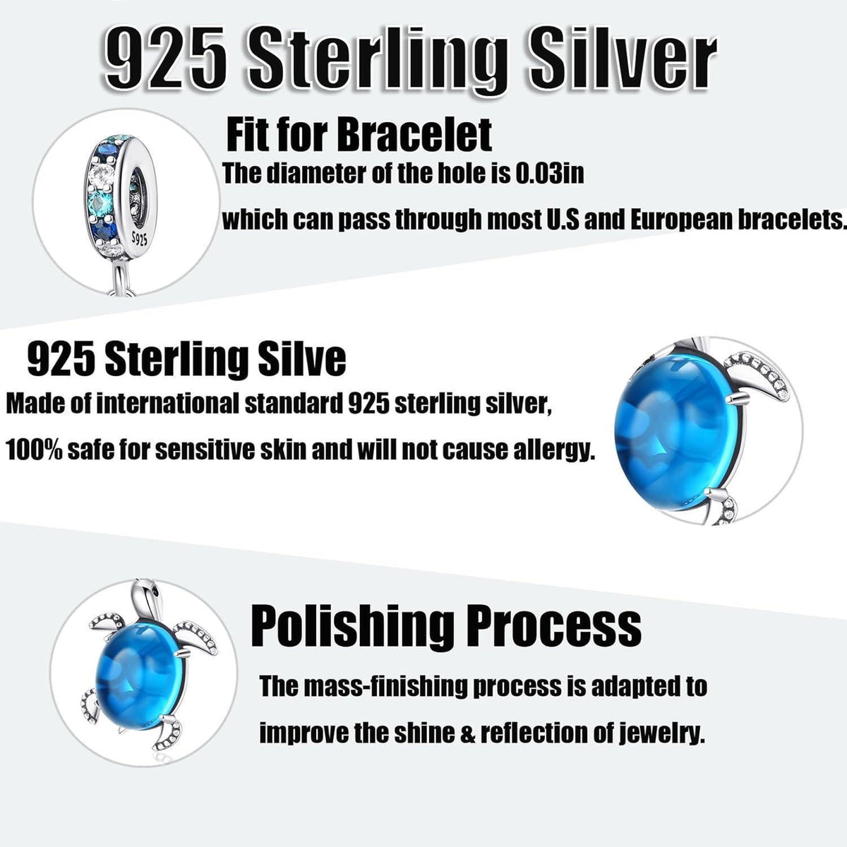 925 Sterling Silber Schildkröte Charm Anhänger für Damen Armband Halskette