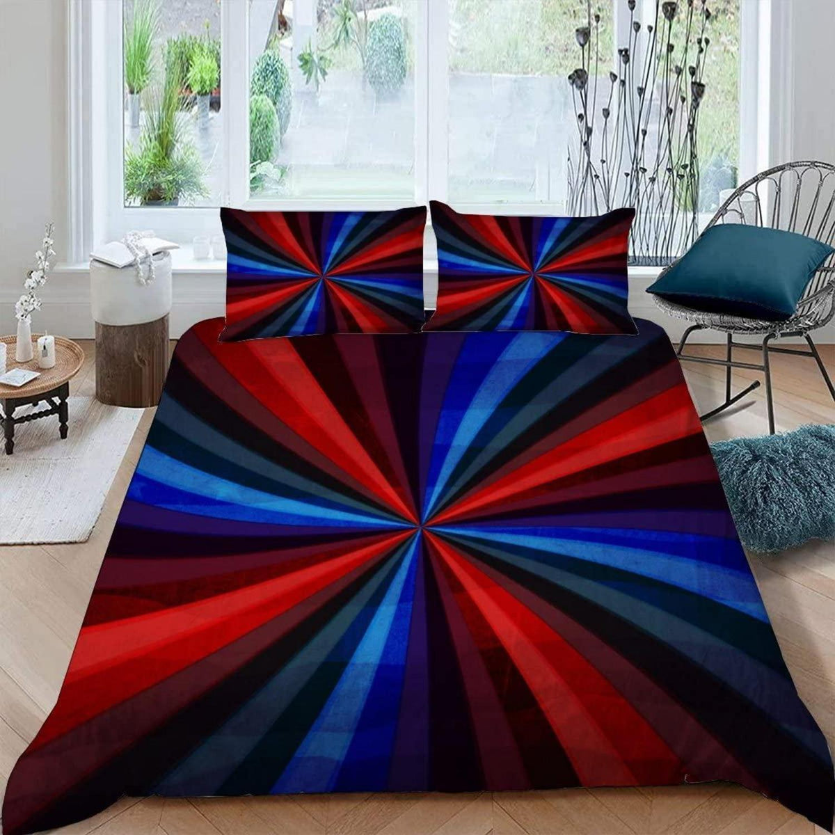 Bettwäsche-Set 135x200 cm, 4-teilig, Retro-Stil mit 3D-Motiv