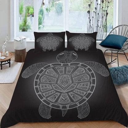 Bettwäsche-Set 135x200 grau Schildkröte 3D Kinder Microfaser