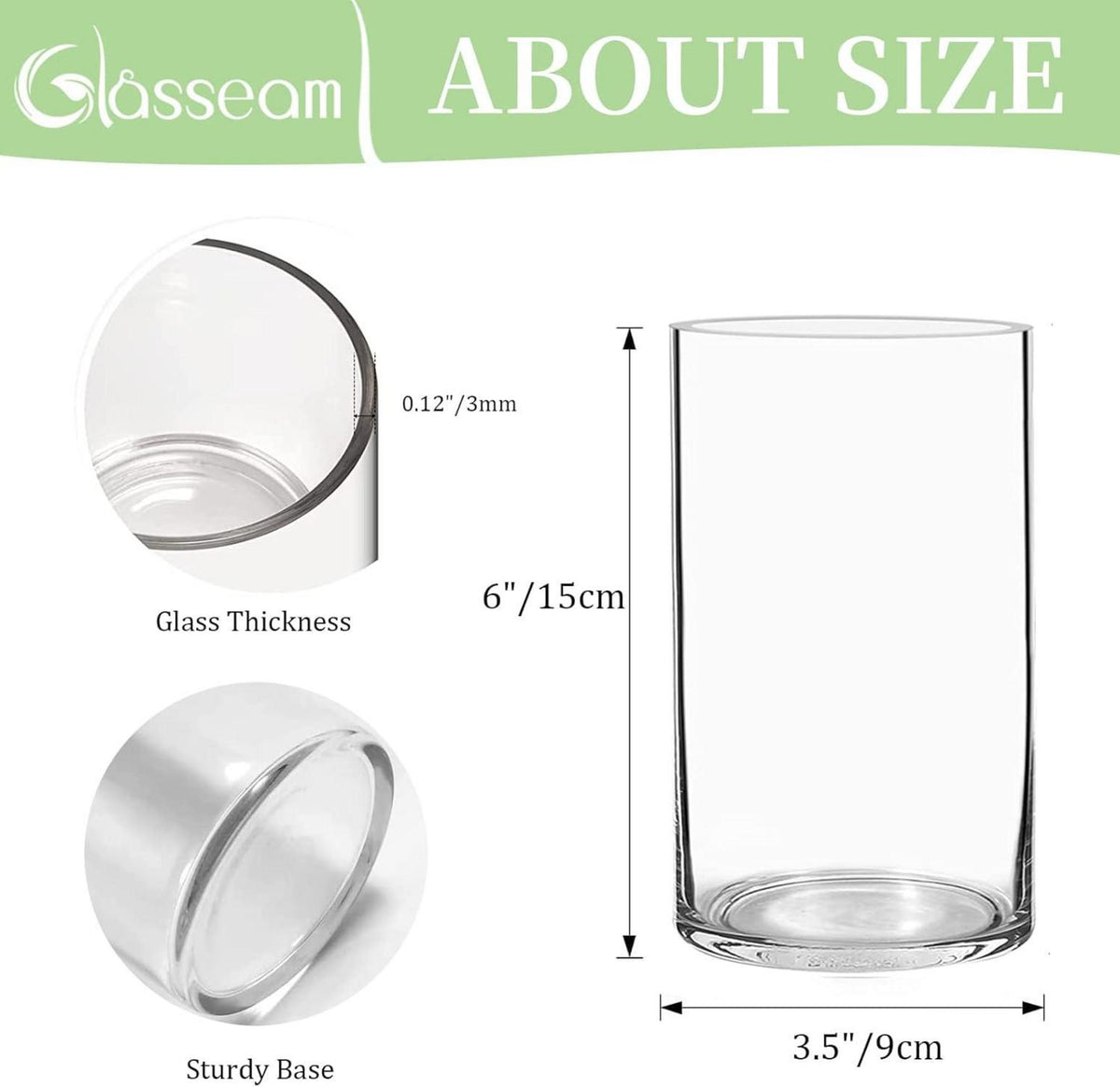 12er Set Modern Glasvasen 15cm für Hochzeit Tischdeko