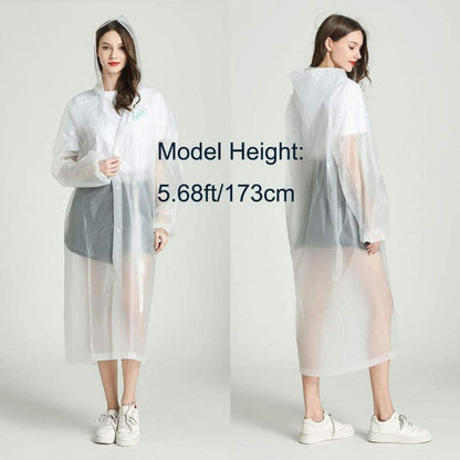 2er Set Regenponcho Transparent wiederverwendbarer Poncho für Camping