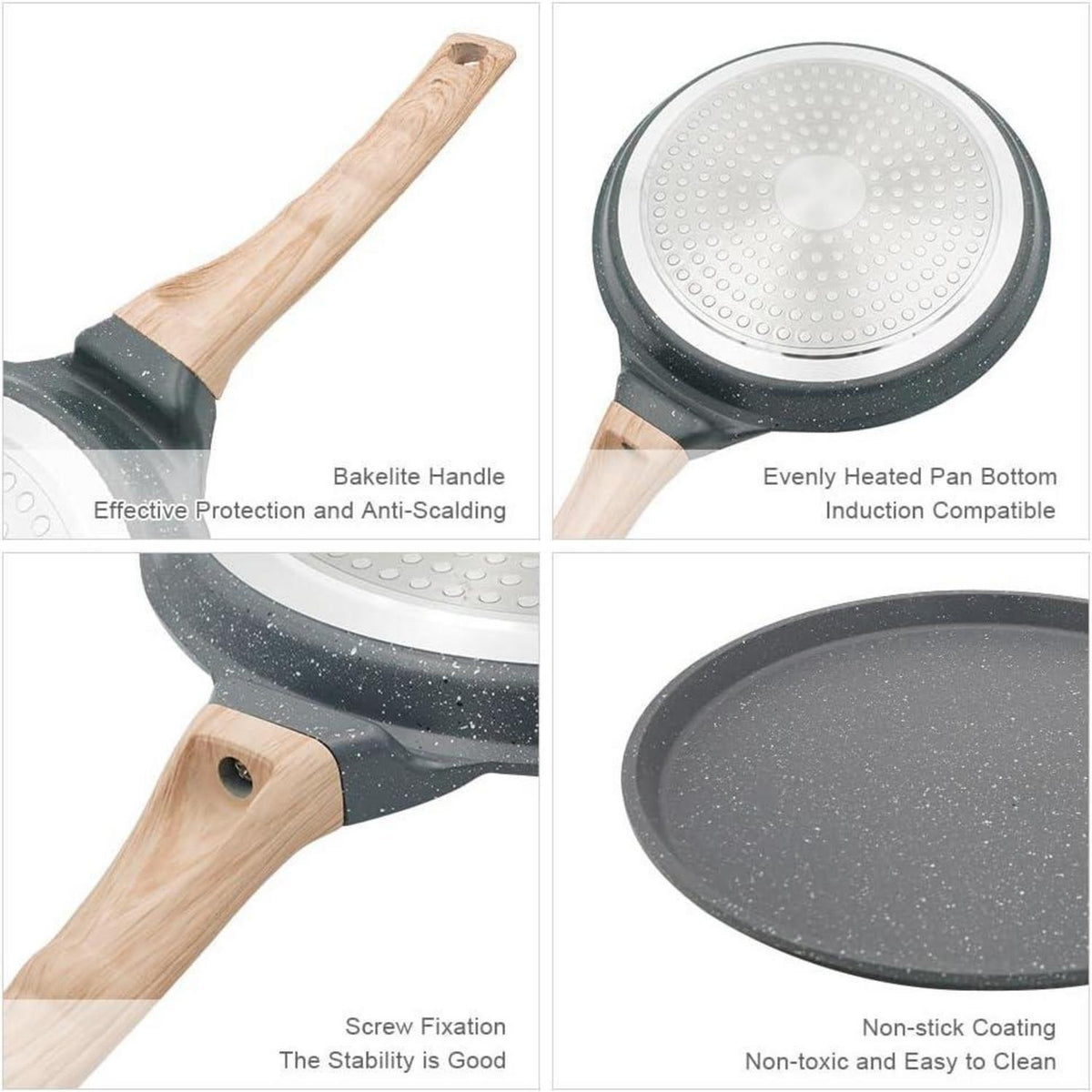 Crepe Pfanne 25 cm mit Teigverteiler, Induktion, Schwarz