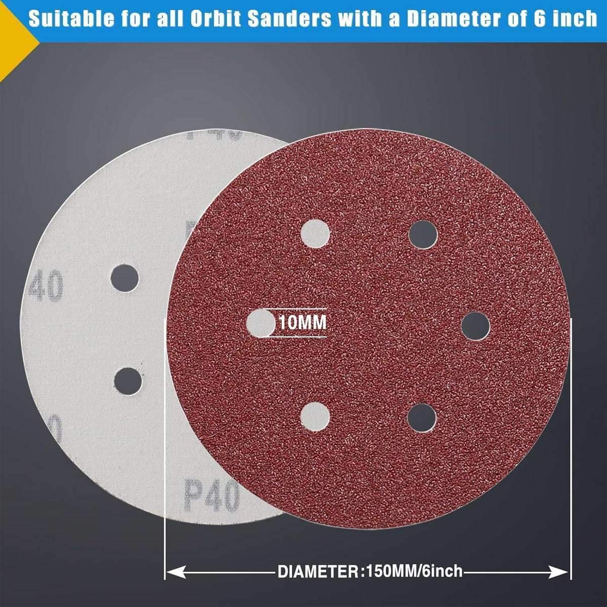 Schleifscheiben 150mm Klett P120 für Exzenterschleifer 50 Stück