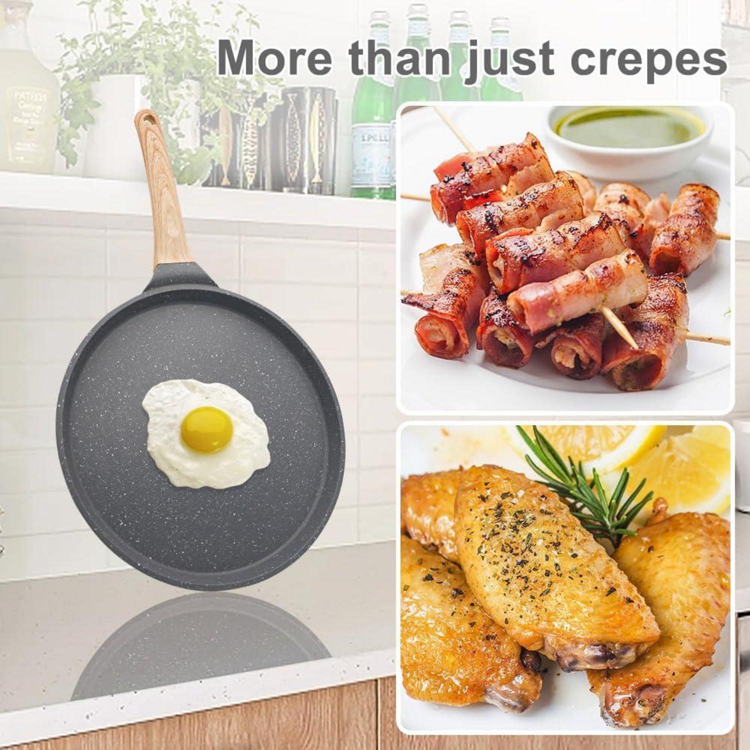 Crepe Pfanne 20cm Teigverteiler Antihaftbeschichtung Schwarz