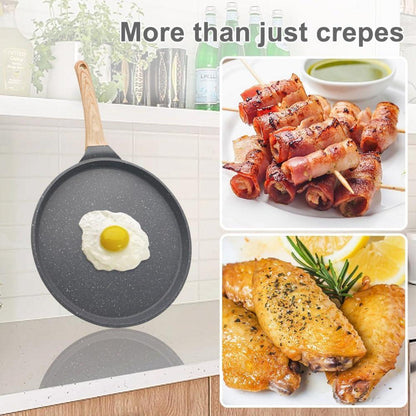 Crepe Pfanne 20cm Teigverteiler Antihaftbeschichtung Schwarz