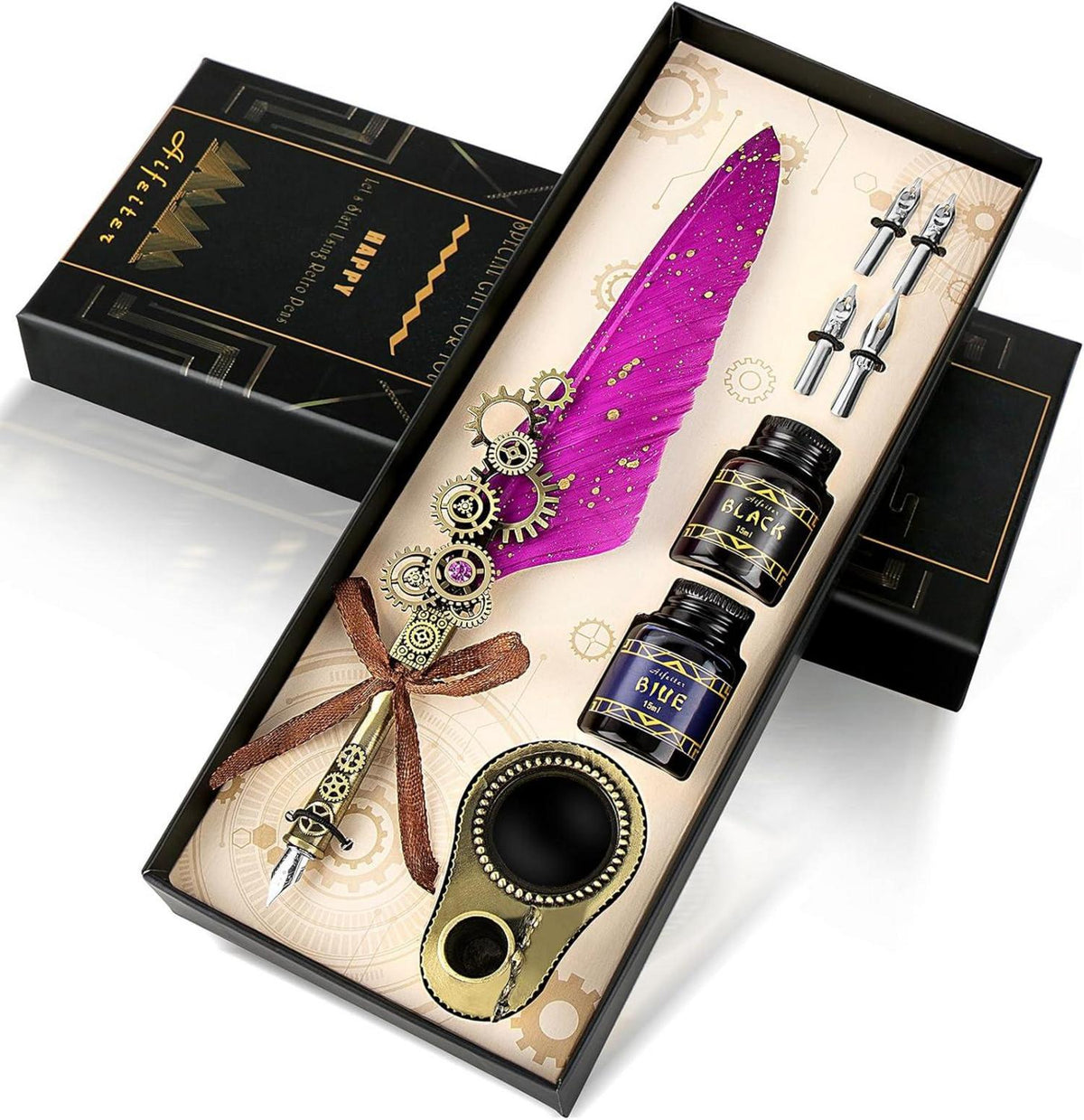 Kalligraphie Feder Set mit Vintage Luxus Pen - Lila