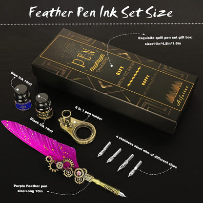 Kalligraphie Feder Set Deluxe lila inkl. 4 Metallfedern