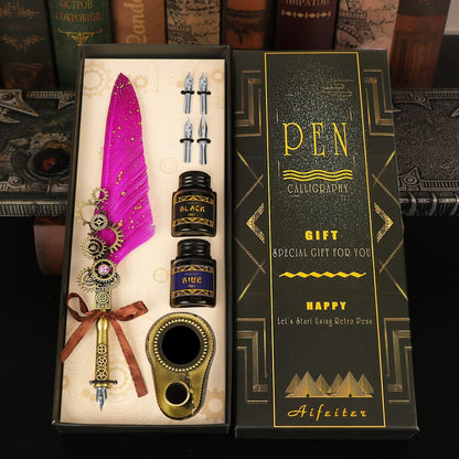 Luxus Kalligraphie Feder Set Vintage Tinte Pen-Lila