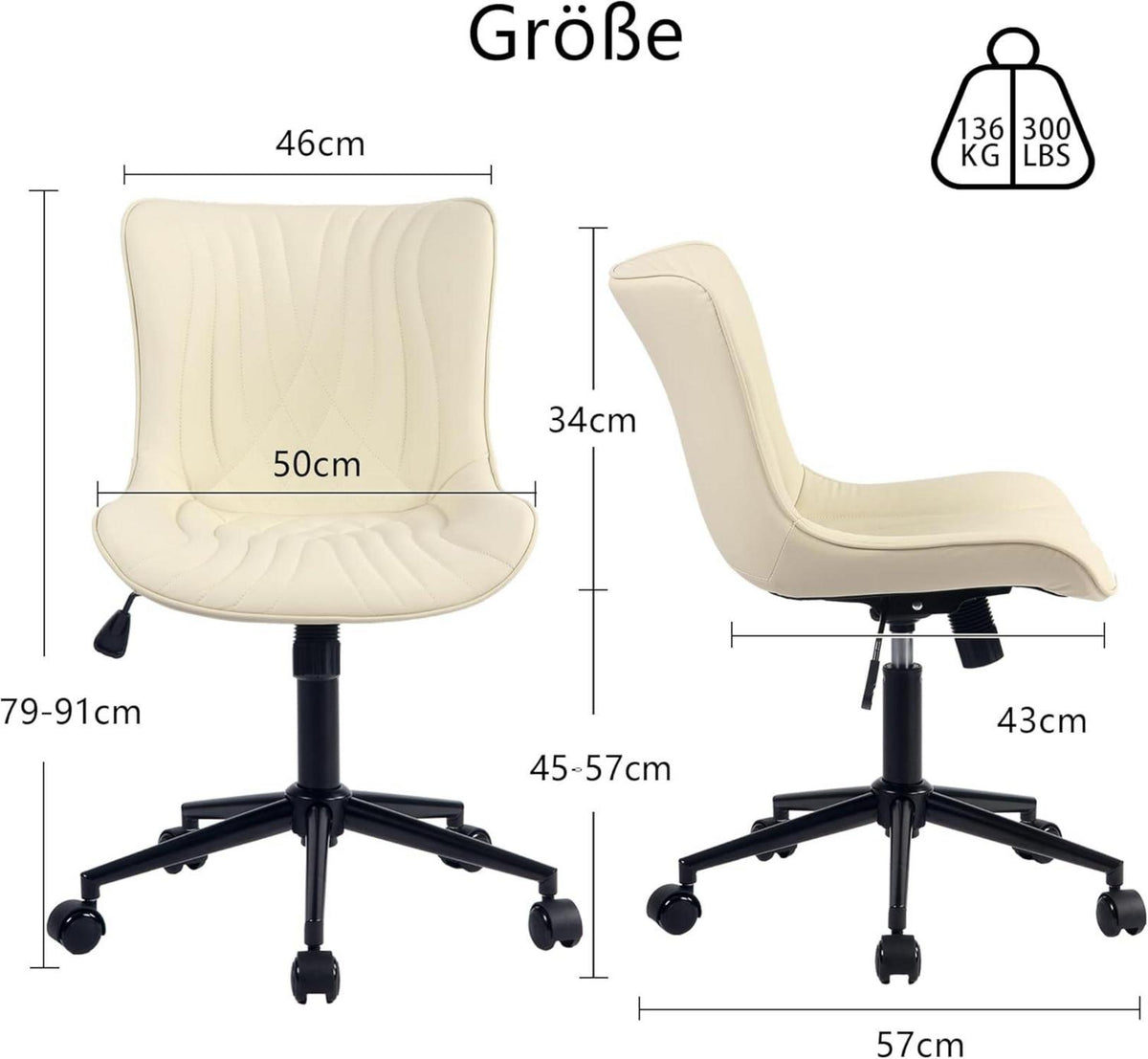 YOUTASTE Bürostuhl Ergonomischer Fischschwanz-Design Beige