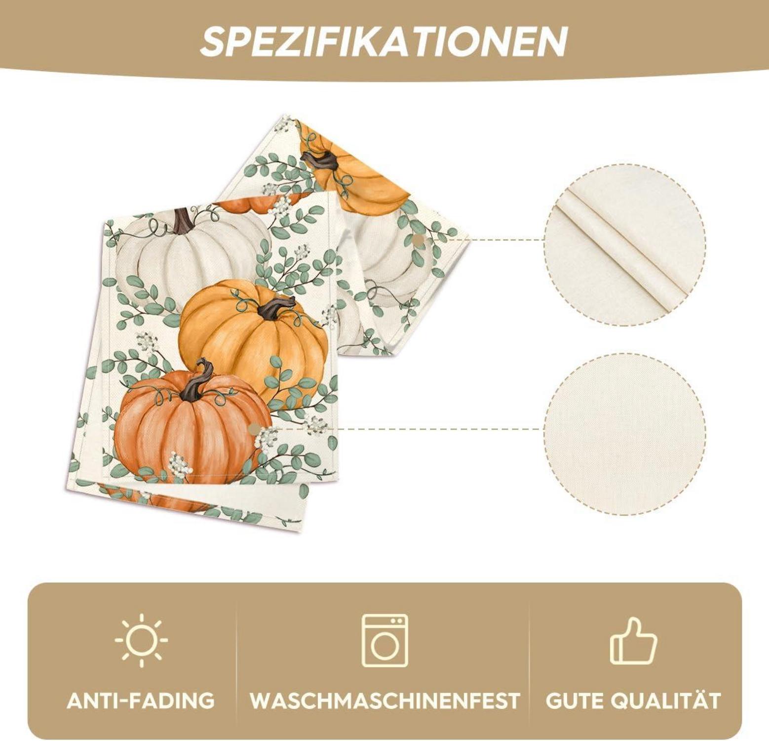 Herbst Tischläufer Orange Kürbisse 40x100 cm - Saisonal Dekor