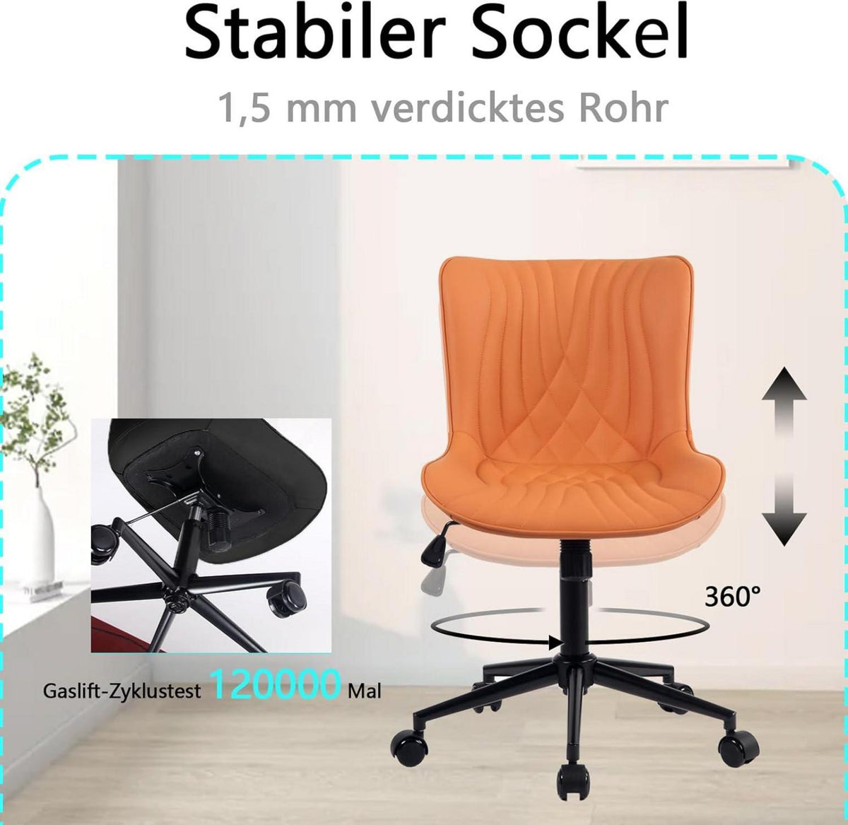 Ergonomischer Bürostuhl mit Fischschwanz-Design, Rollen & Wippfunktion