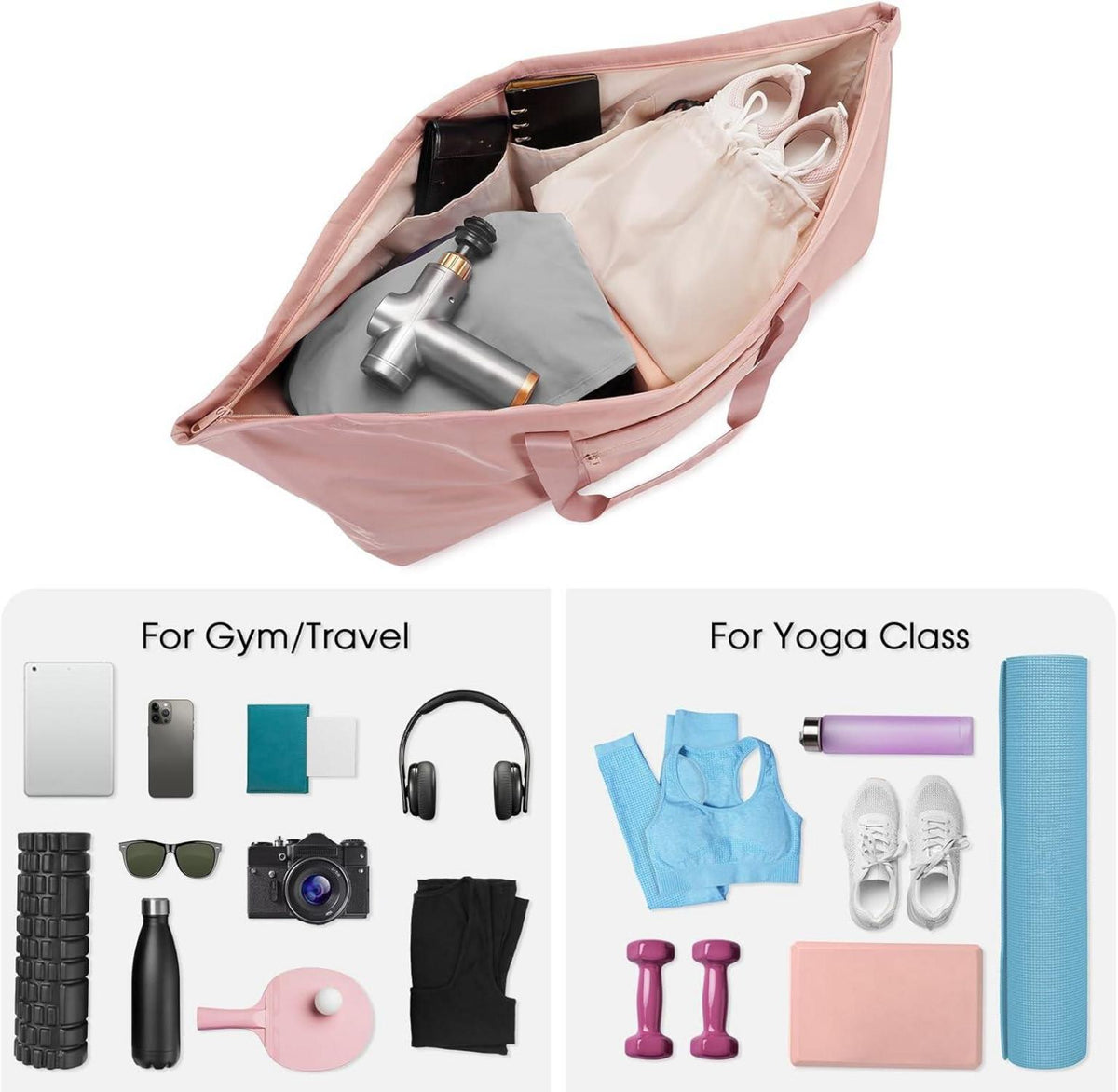 Yogatasche Damen Groß mit Schuh- und Nassfach Pink