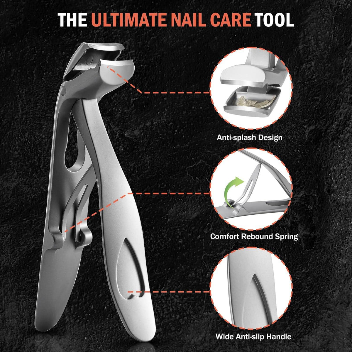 Ergonomischer Nagelknipser für dicke Nägel aus Stahl mit