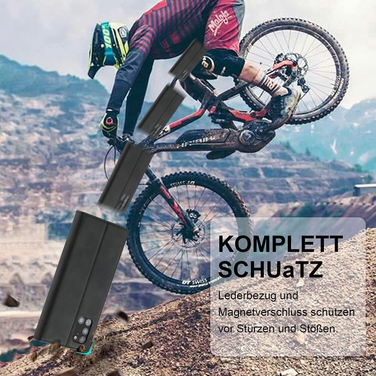Samsung Galaxy A51 Hülle Leder Schutzfolie Flip Wallet Schwarz