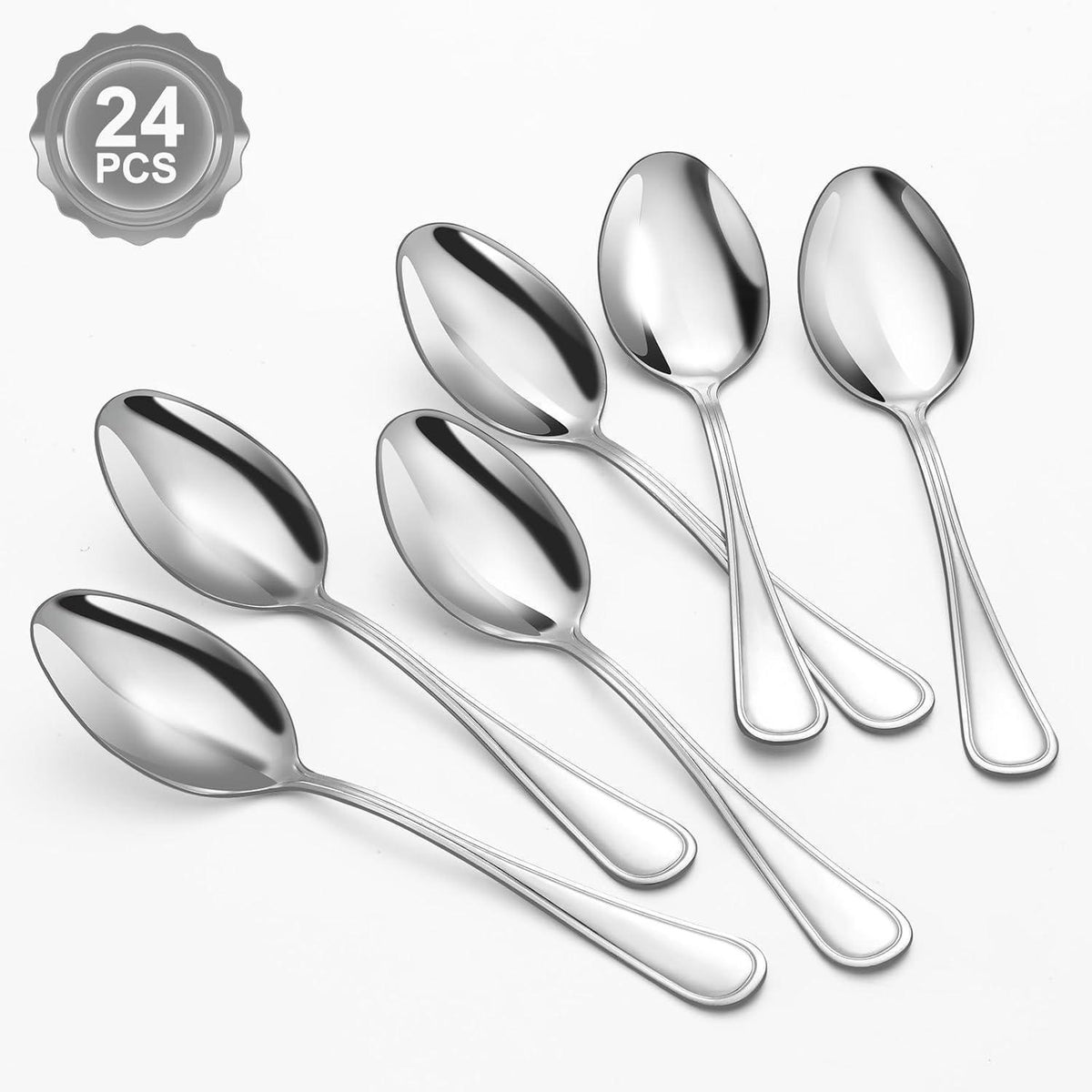 24er Set Suppenlöffel Edelstahl 20,3cm, spülmaschinenfest, Silber