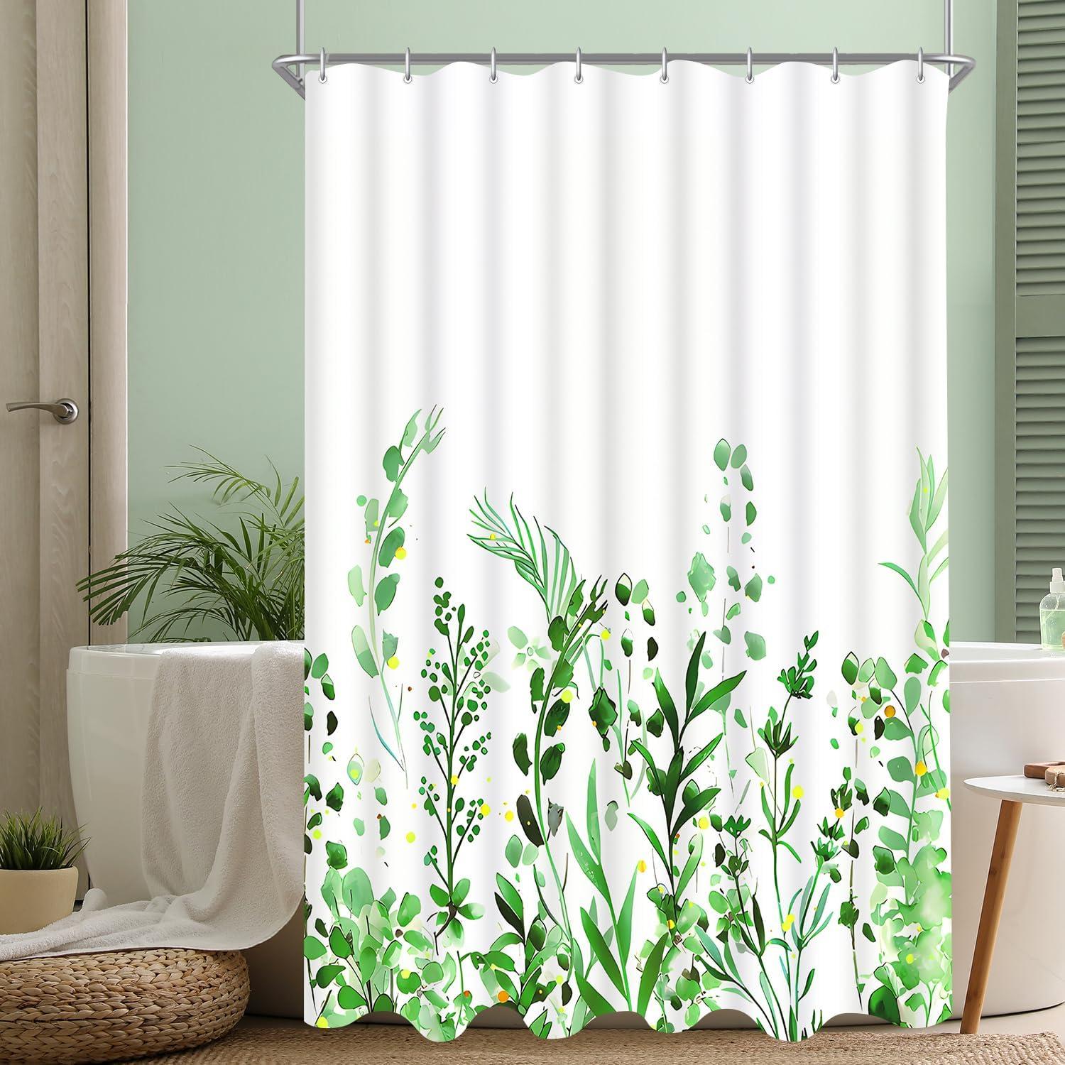 Duschvorhang Grüne Blätter Textil 100x180cm, wasserabweisend