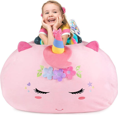 Kuscheltier Sitzsack Einhorn Aufbewahrung 200L XXL Rosa