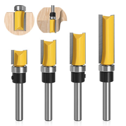 4er Set Bündigfräser 8mm Schaft mit Kugellager für Holzbearbeitung
