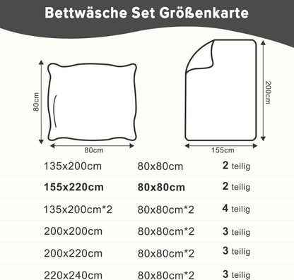 Bettwäsche Set 155x220 Anthrazit Mikrofaser Kissenbezug 80x80