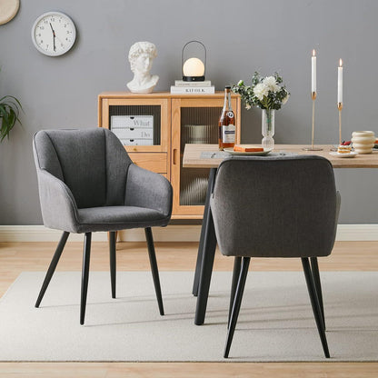 Esszimmerstühle Set 6er Leinen, Modern & Komfortabel Dunkelgrau