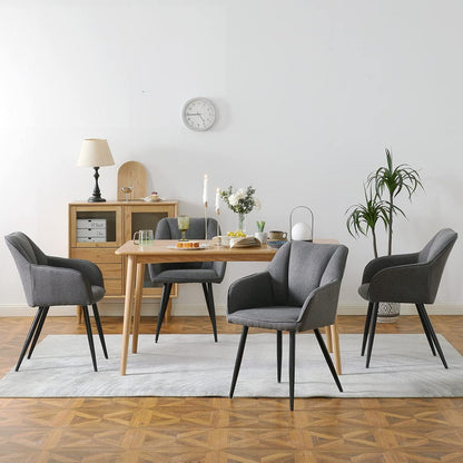 Esszimmerstühle Set 6er Leinen, Modern & Komfortabel Dunkelgrau