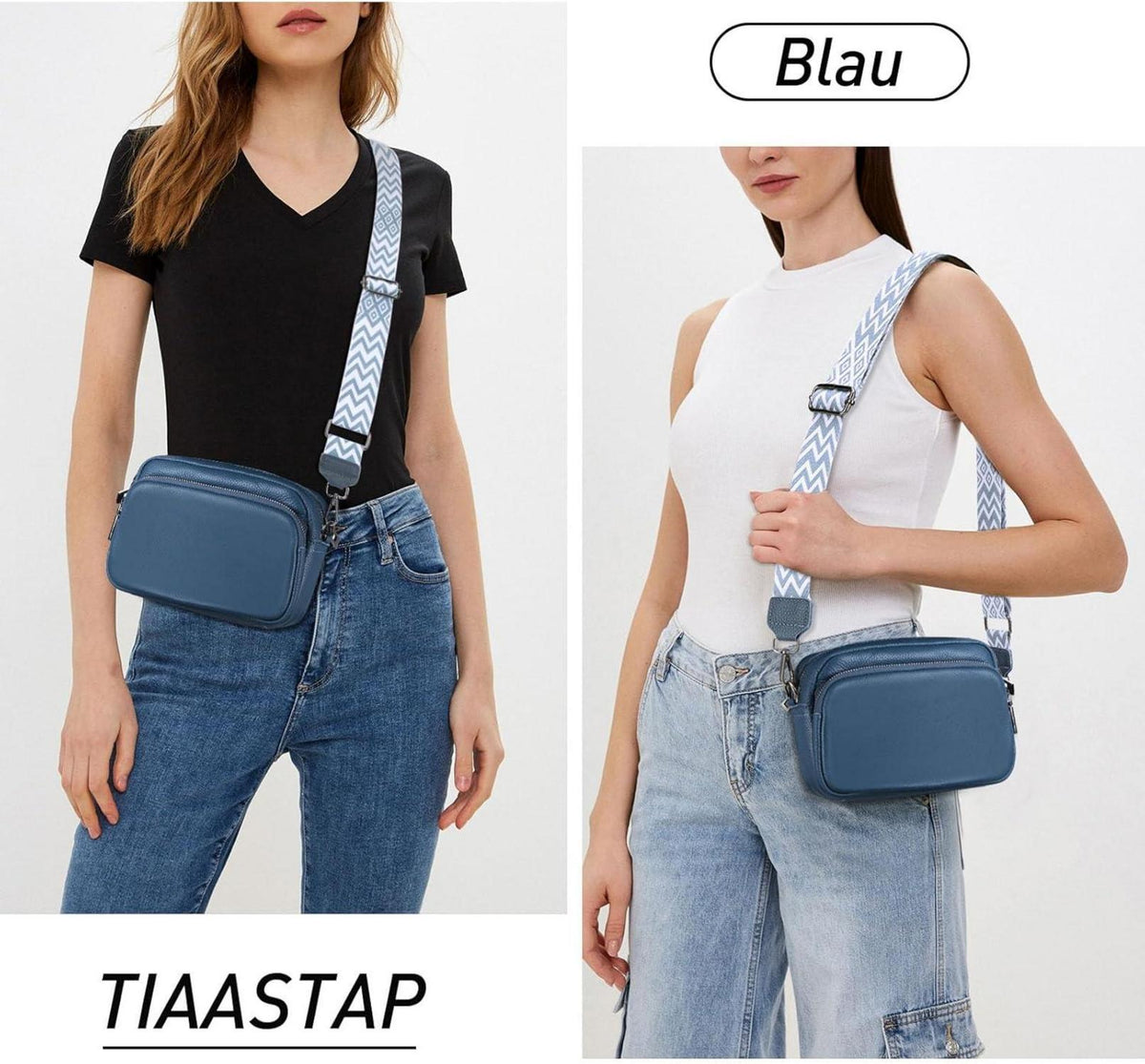 Damen Handy Umhängetasche aus echtem Leder mit breitem