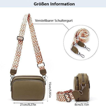 Damen Umhängetasche Echtes Leder Crossbody Bag Schultergurt 3