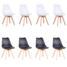 Esszimmerstuhl Set 8er - Massivholz, Abnehmbar, Weiß+Schwarz