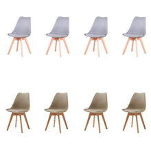 Esszimmerstuhl Set 8er – Massivholz, Abnehmbares Kissen (Glau+Beige)