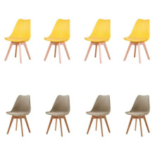 Esszimmerstuhl Set 8er – Massivholz, Abnehmbares Kissen, Beige