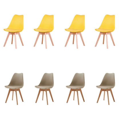 Esszimmerstuhl Set 8er – Massivholz, Abnehmbares Kissen, Beige