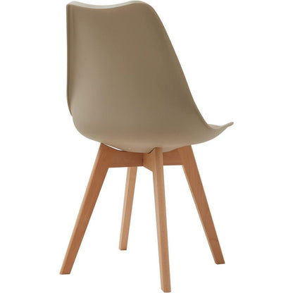 Esszimmerstuhl Set 8er – Massivholz, Abnehmbares Kissen, Beige