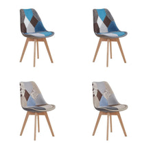 Patchwork Esszimmerstühle Set (Braun+Blau) mit Sitzkissen